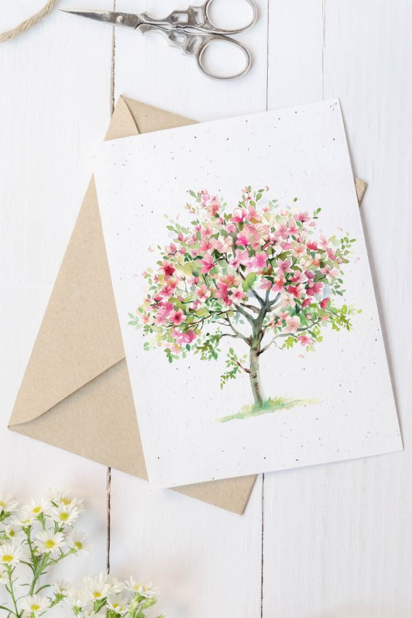 Carte en papier à planter- Cerisier