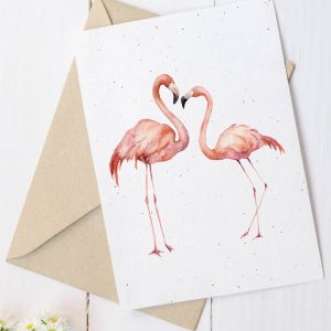 Carte en papier à planter- Flamants roses_01