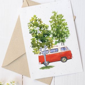 Carte en papier à planter- Van rouge